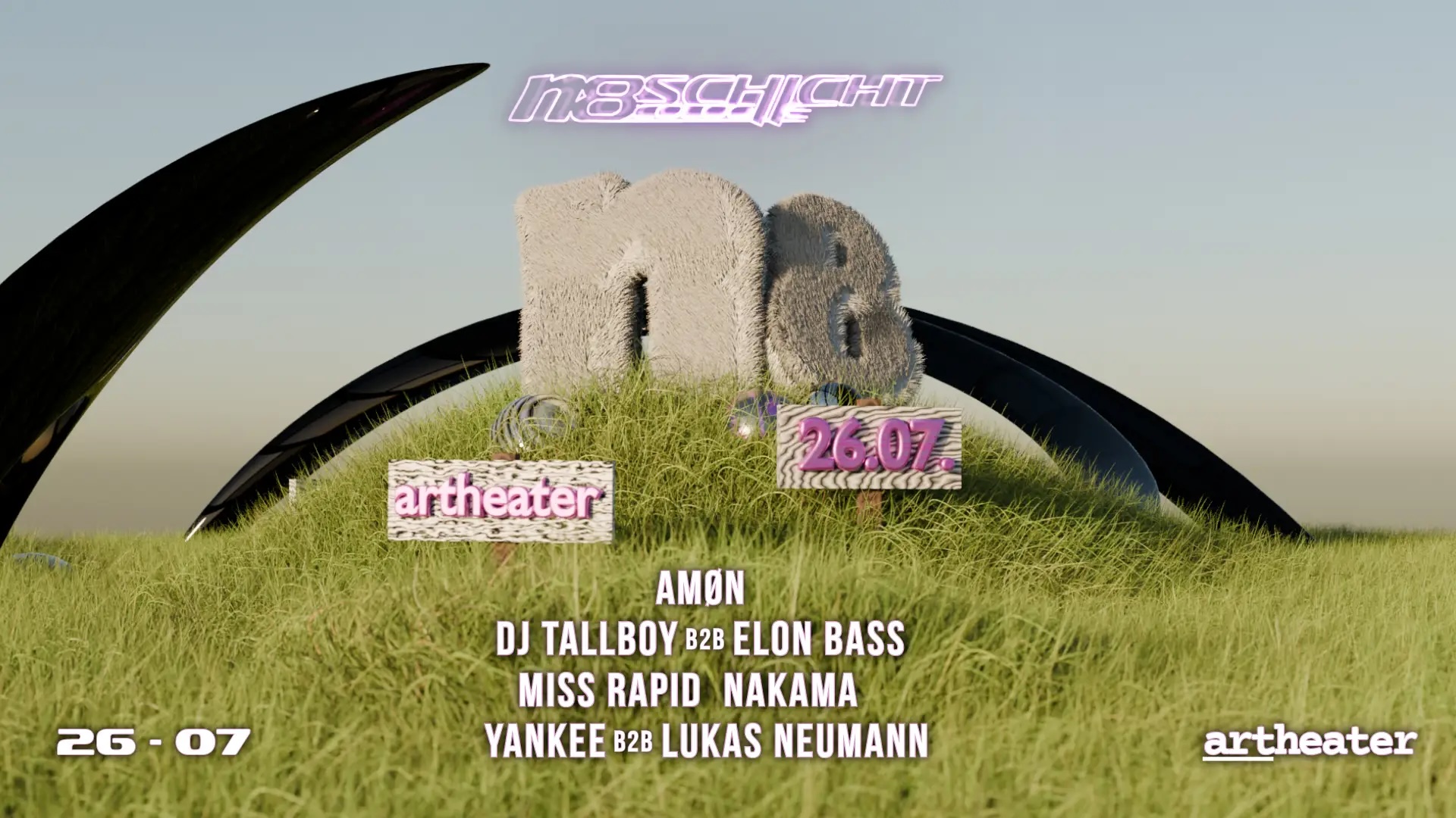N8SCHICHT pres. DJ Tallboy b2b Elon Bass, AMØN - Artheater